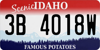 ID license plate 3B4018W