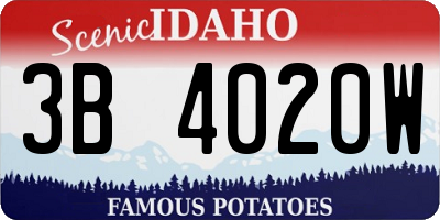 ID license plate 3B4020W
