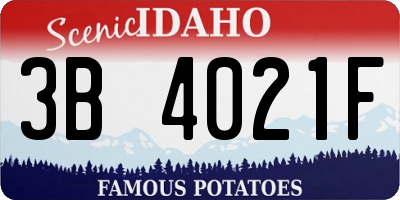 ID license plate 3B4021F