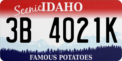 ID license plate 3B4021K