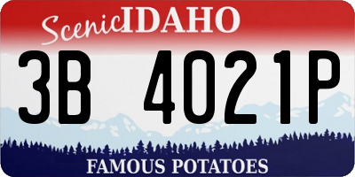 ID license plate 3B4021P