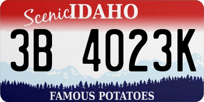 ID license plate 3B4023K