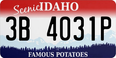 ID license plate 3B4031P