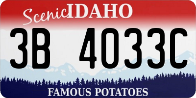 ID license plate 3B4033C