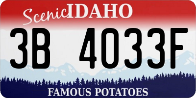 ID license plate 3B4033F