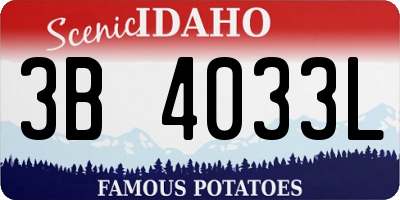 ID license plate 3B4033L