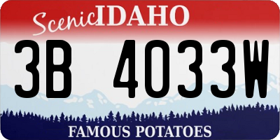 ID license plate 3B4033W