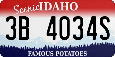 ID license plate 3B4034S