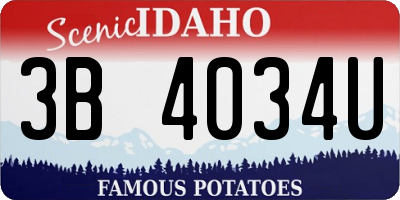 ID license plate 3B4034U