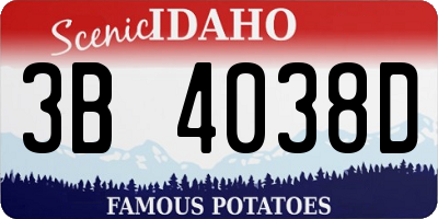 ID license plate 3B4038D