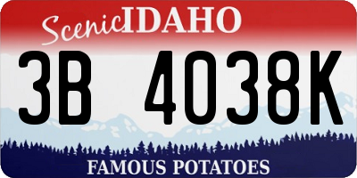 ID license plate 3B4038K