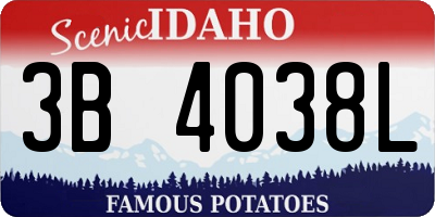 ID license plate 3B4038L