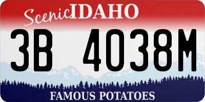 ID license plate 3B4038M