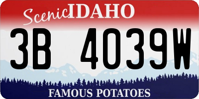ID license plate 3B4039W