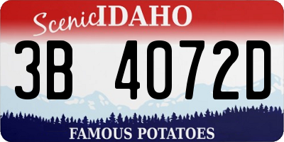 ID license plate 3B4072D