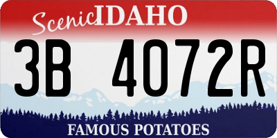 ID license plate 3B4072R