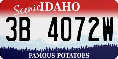 ID license plate 3B4072W