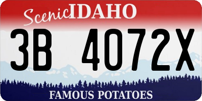 ID license plate 3B4072X