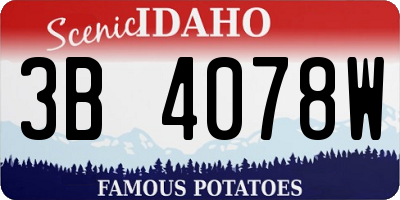 ID license plate 3B4078W