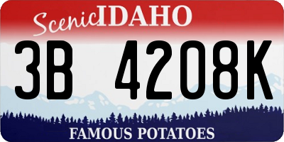ID license plate 3B4208K