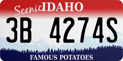 ID license plate 3B4274S