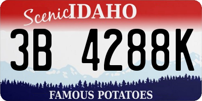 ID license plate 3B4288K