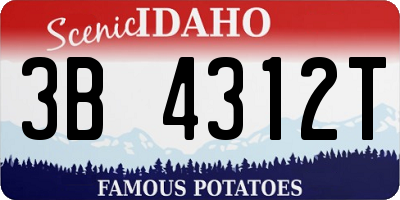 ID license plate 3B4312T