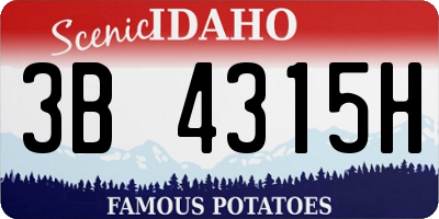 ID license plate 3B4315H