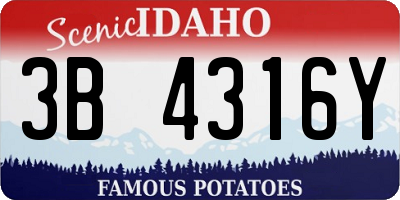 ID license plate 3B4316Y