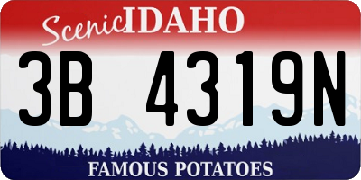 ID license plate 3B4319N