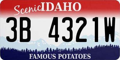 ID license plate 3B4321W