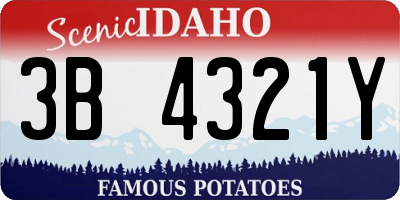 ID license plate 3B4321Y