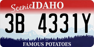 ID license plate 3B4331Y