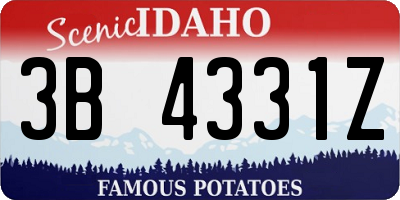 ID license plate 3B4331Z