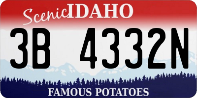 ID license plate 3B4332N