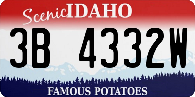 ID license plate 3B4332W