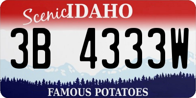 ID license plate 3B4333W