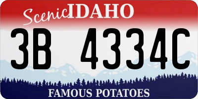 ID license plate 3B4334C