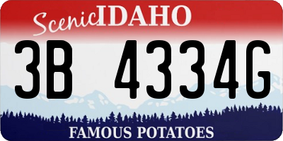 ID license plate 3B4334G