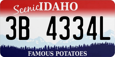 ID license plate 3B4334L