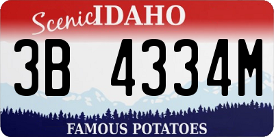 ID license plate 3B4334M