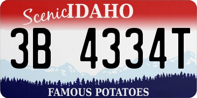 ID license plate 3B4334T