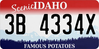 ID license plate 3B4334X