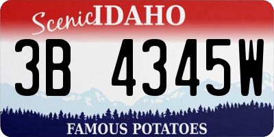 ID license plate 3B4345W