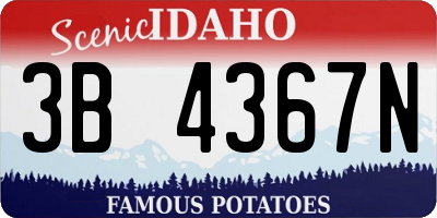 ID license plate 3B4367N