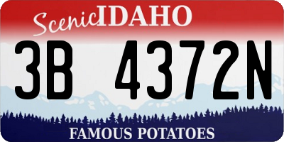 ID license plate 3B4372N