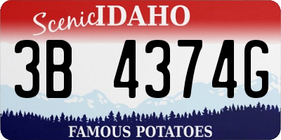 ID license plate 3B4374G