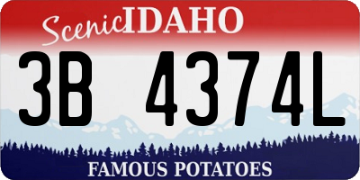 ID license plate 3B4374L