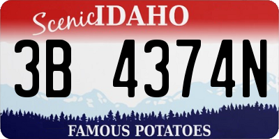 ID license plate 3B4374N
