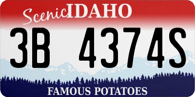 ID license plate 3B4374S